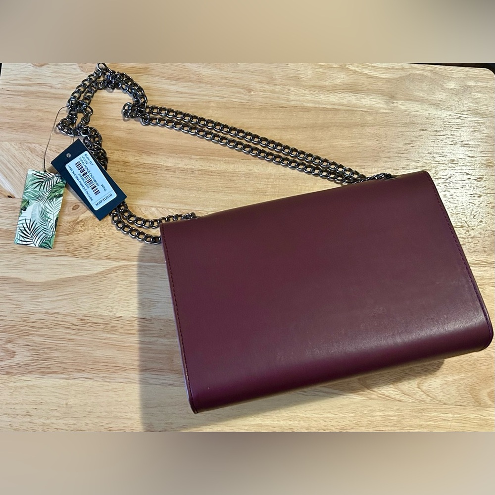 Badgley Mischka Monogram Tassel Crossbody - Wine Burgundy Red NWT - Picture 5 of 10